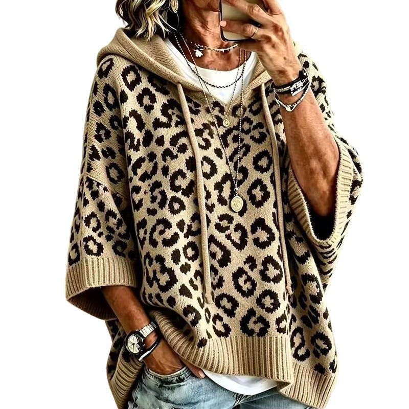 Clara | Leopard Print Knitted Hoodie