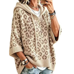 Clara | Leopard Print Knitted Hoodie