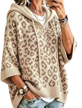 Clara | Leopard Print Knitted Hoodie