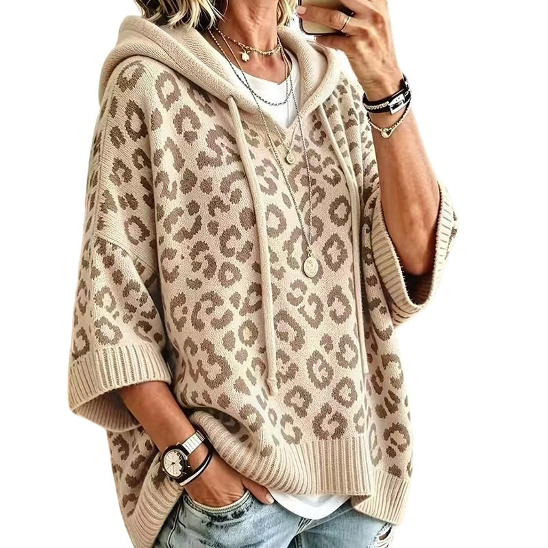 Clara | Leopard Print Knitted Hoodie