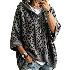 Clara | Leopard Print Knitted Hoodie