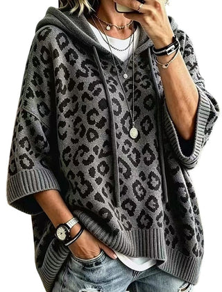 Clara | Leopard Print Knitted Hoodie