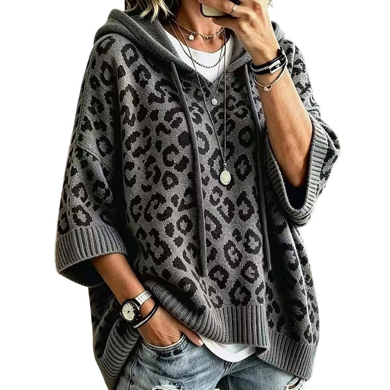 Clara | Leopard Print Knitted Hoodie