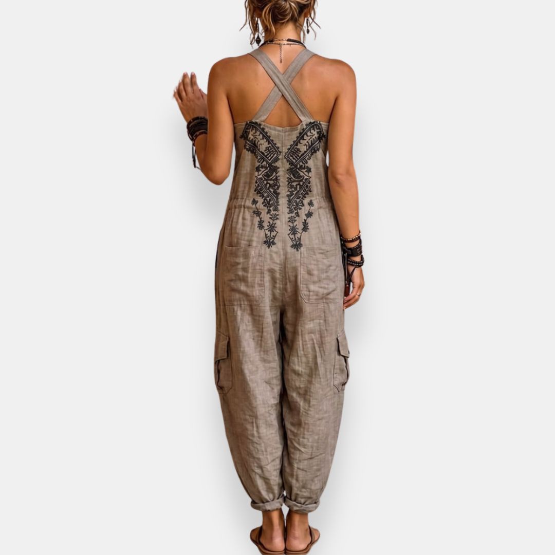 Emma | Bohemian Dungarees with Patch Pockets