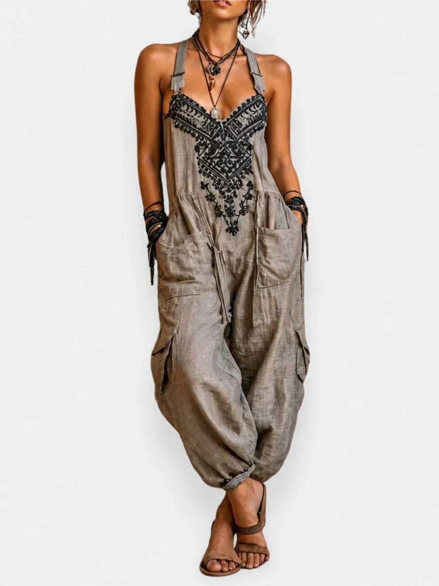 Emma | Bohemian Dungarees with Patch Pockets