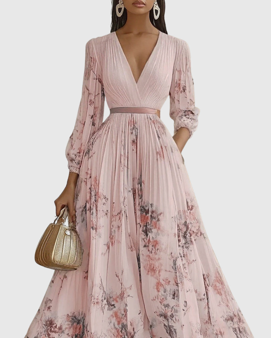 Rowella - Elegant Pleated Maxi Dress