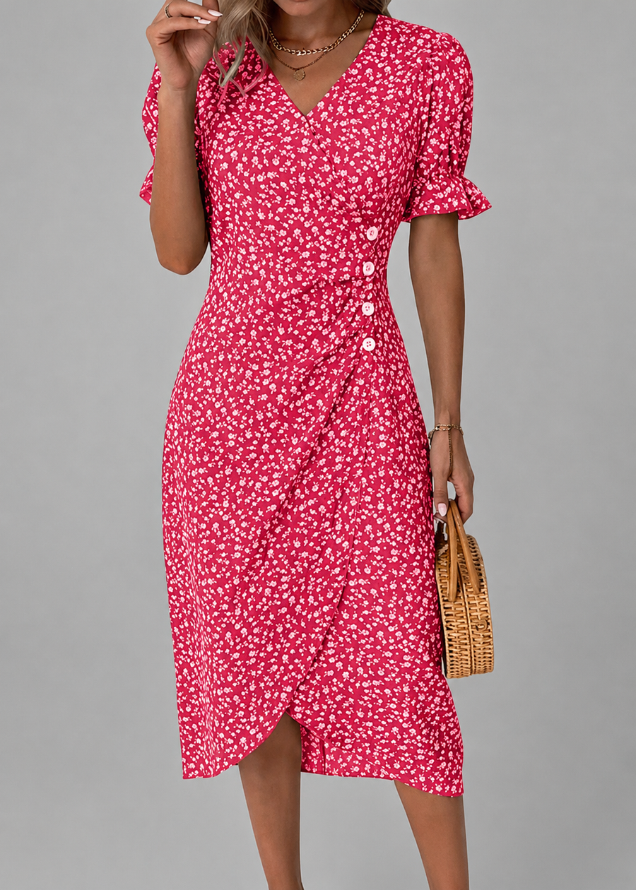 Carmen | Floral Buttoned Wrap Dress