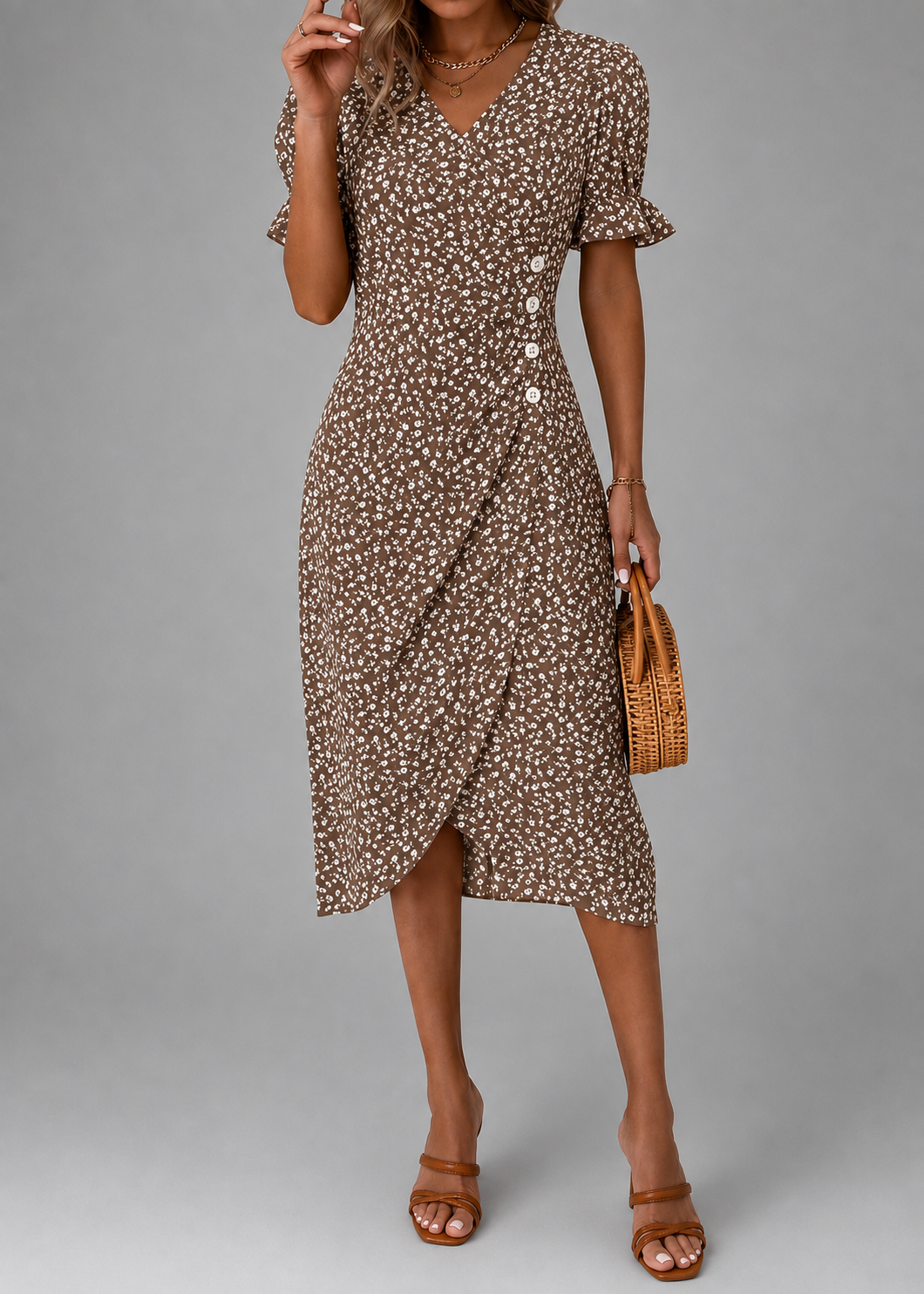 Carmen | Floral Buttoned Wrap Dress