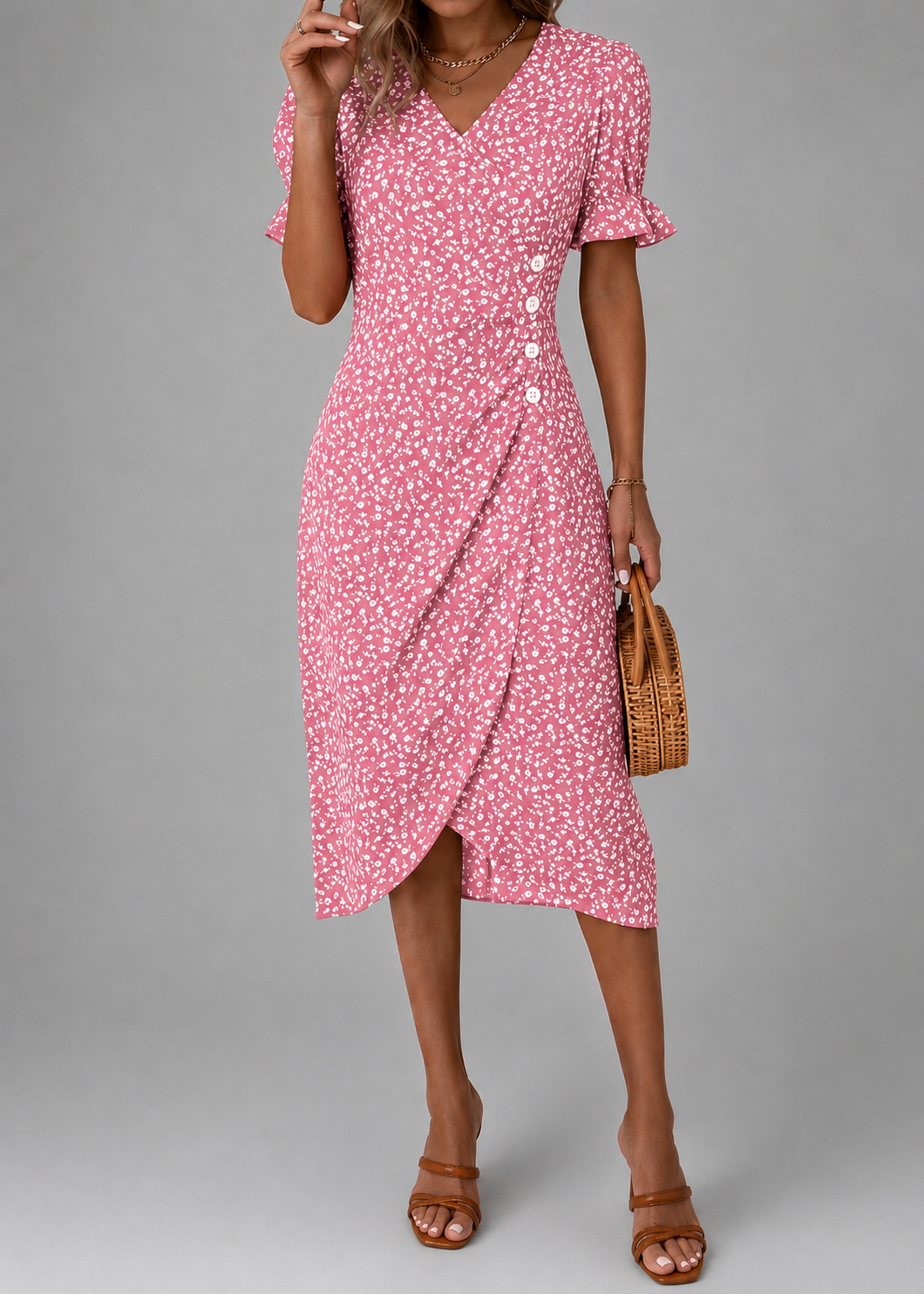 Carmen | Floral Buttoned Wrap Dress