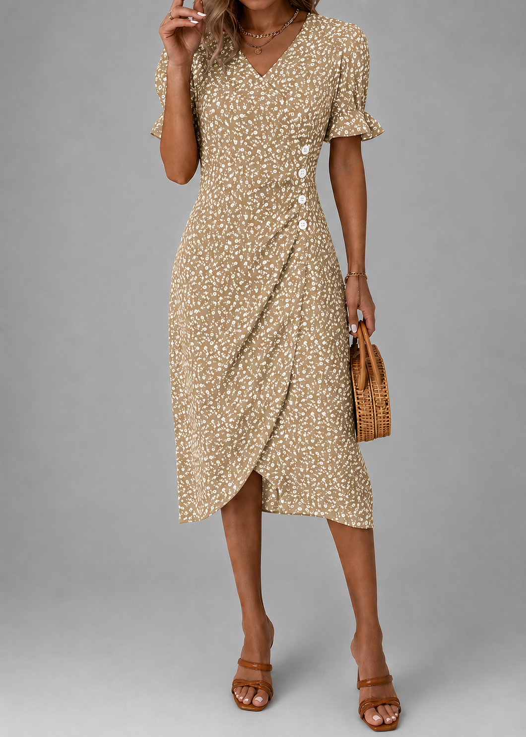 Carmen | Floral Buttoned Wrap Dress