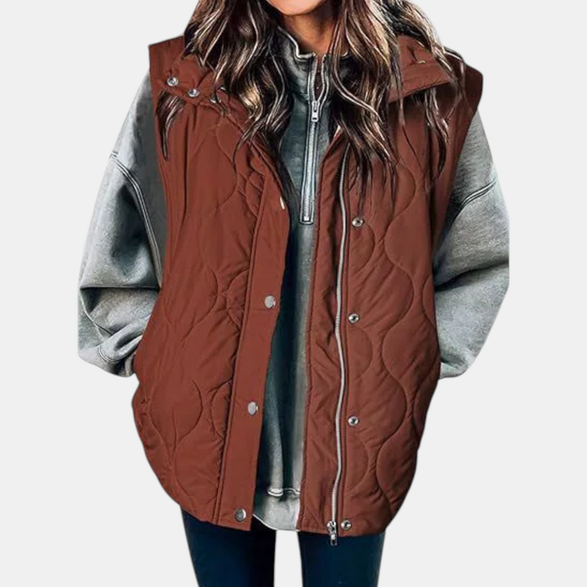 Women’s Quilted Puffer Gilet with Zip and Press-Stud Fastening