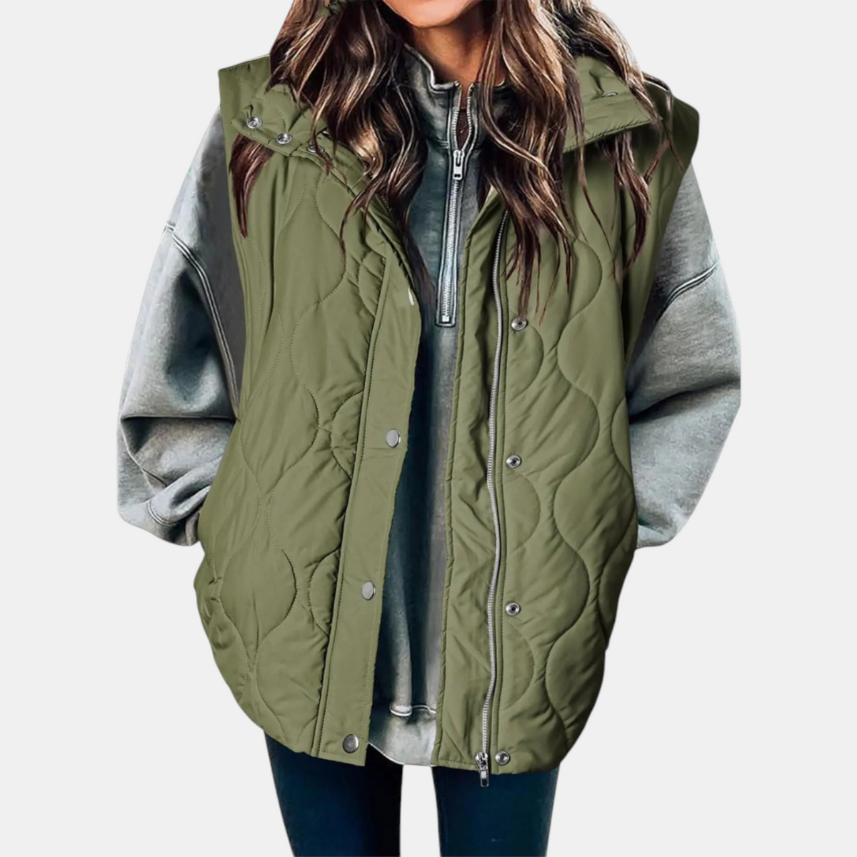 Women’s Quilted Puffer Gilet with Zip and Press-Stud Fastening