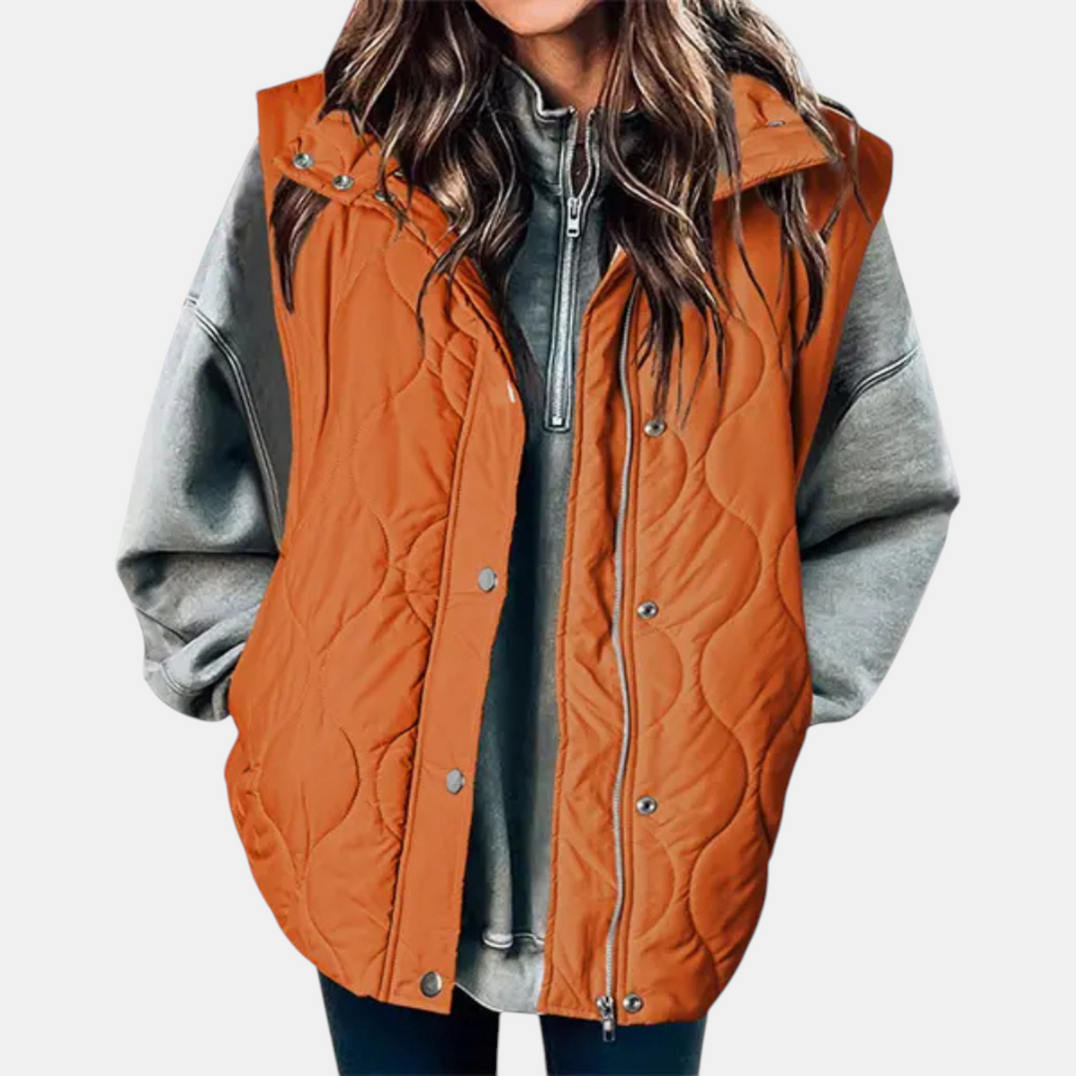 Women’s Quilted Puffer Gilet with Zip and Press-Stud Fastening