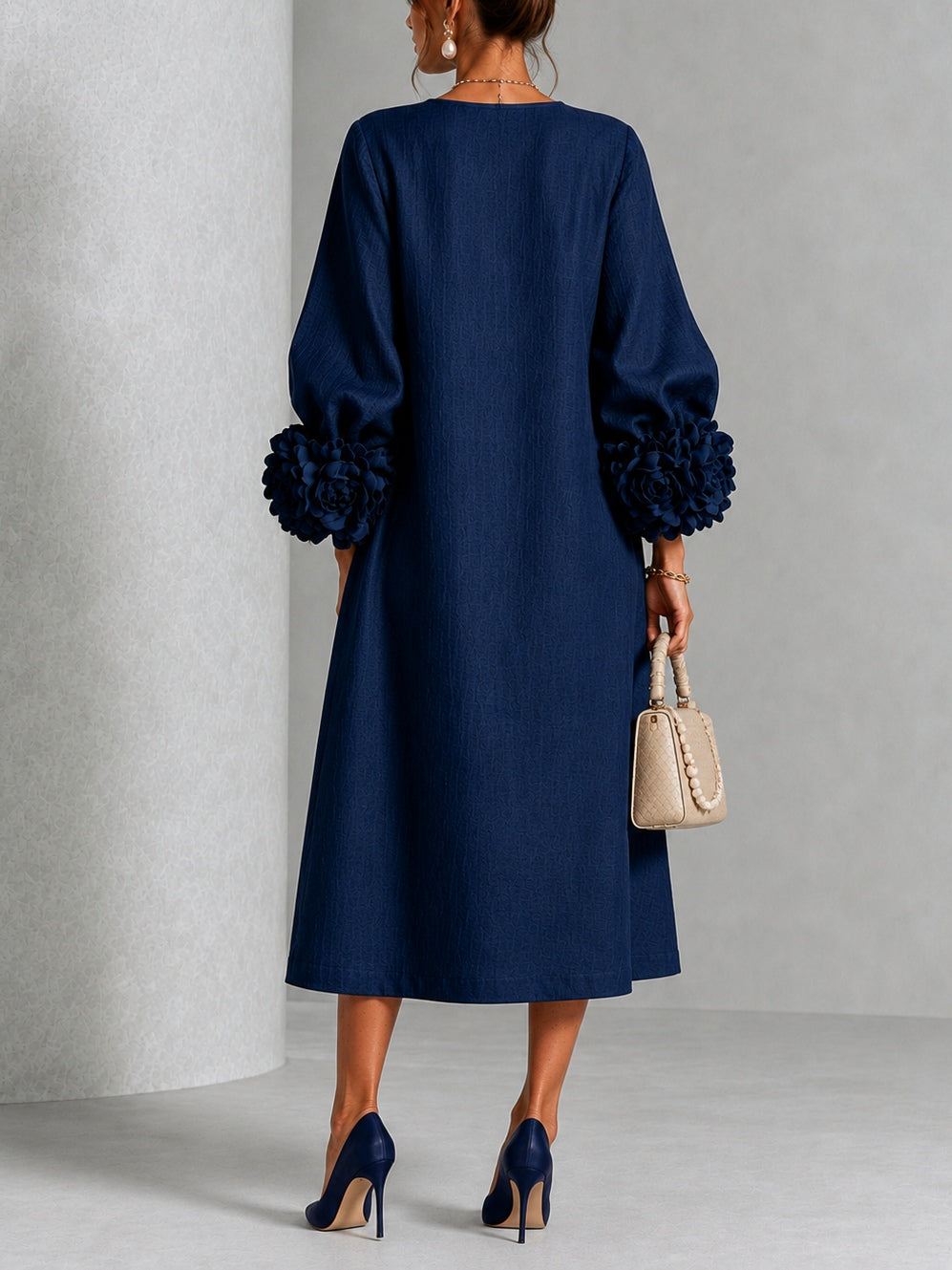 Candela | Floral-Button Linen-Blend Midi Dress