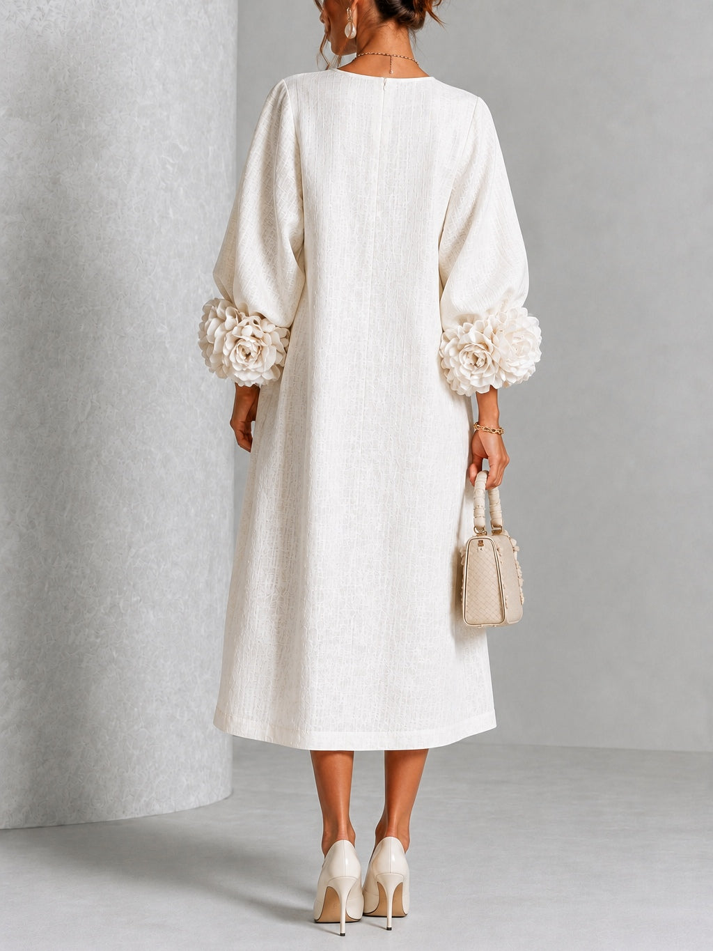 Candela | Floral-Button Linen-Blend Midi Dress