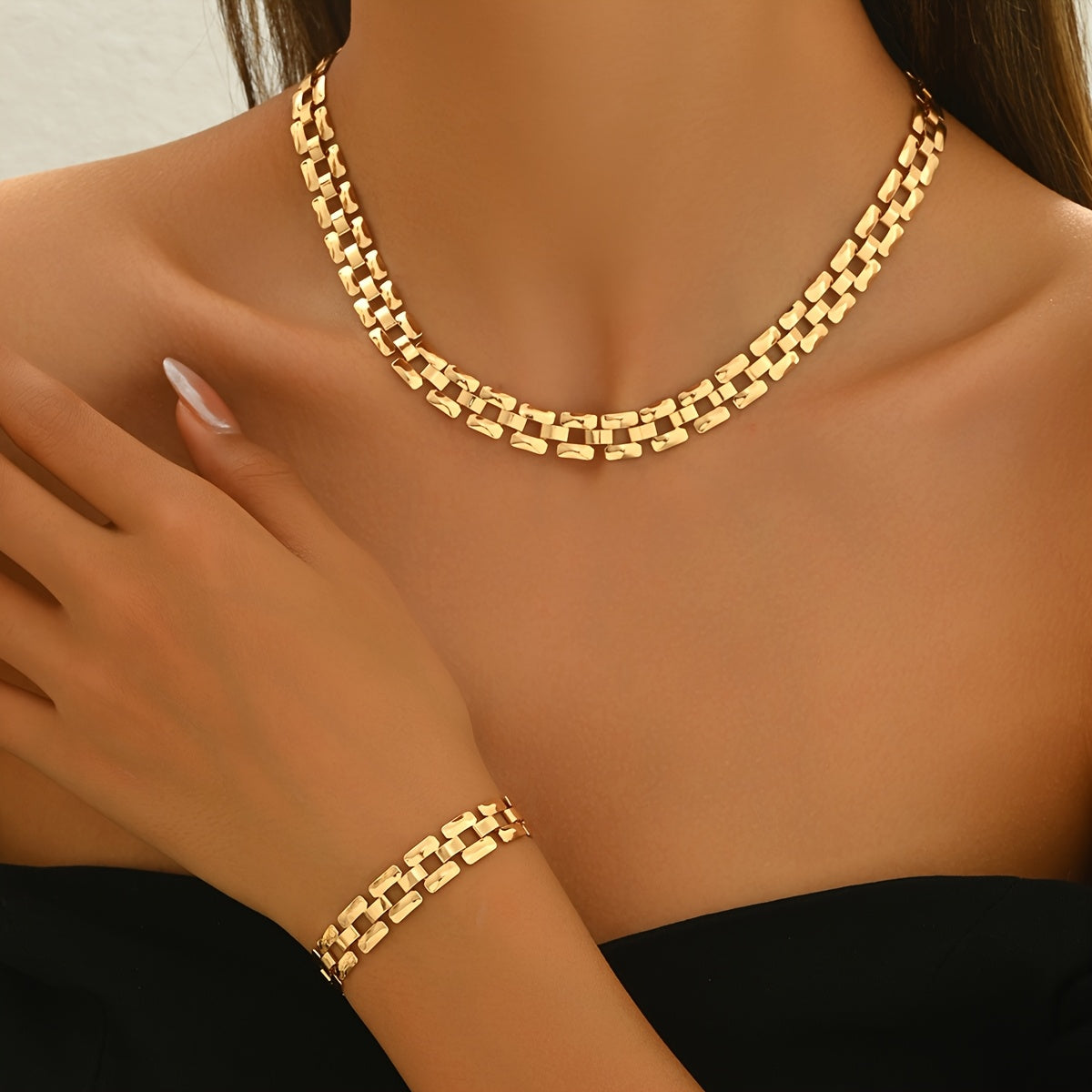 SPRING & SUMMER NECKLACE SET – POLISHED METAL FINISH