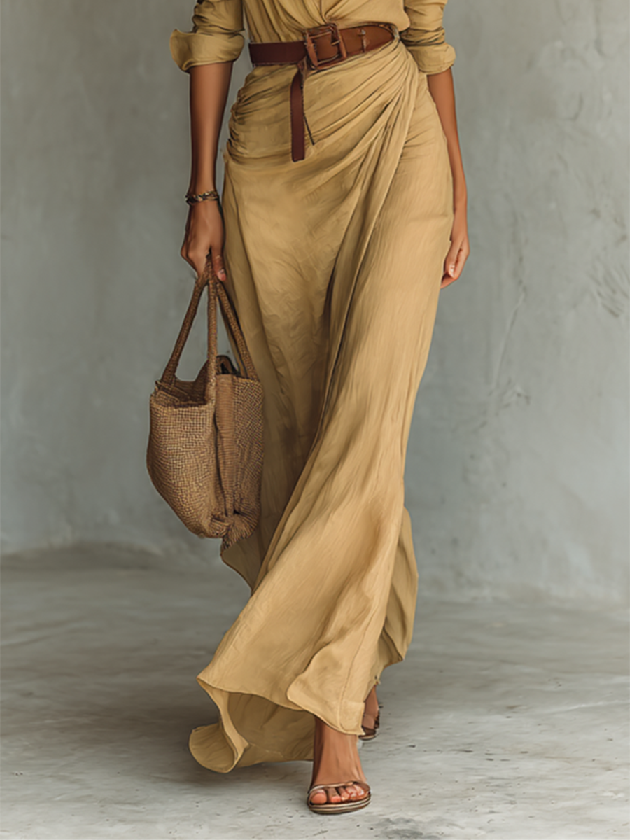Valentine | Long-Sleeved Maxi Dress with Revere Collar