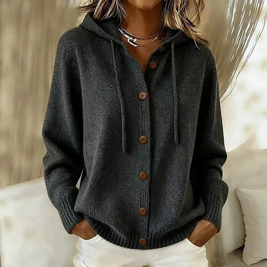Evelyn | Button-Down Hooded Cardigan