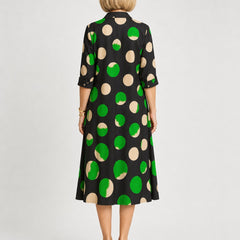 Naire | Relaxed Midi Dress – Black and Green (back)