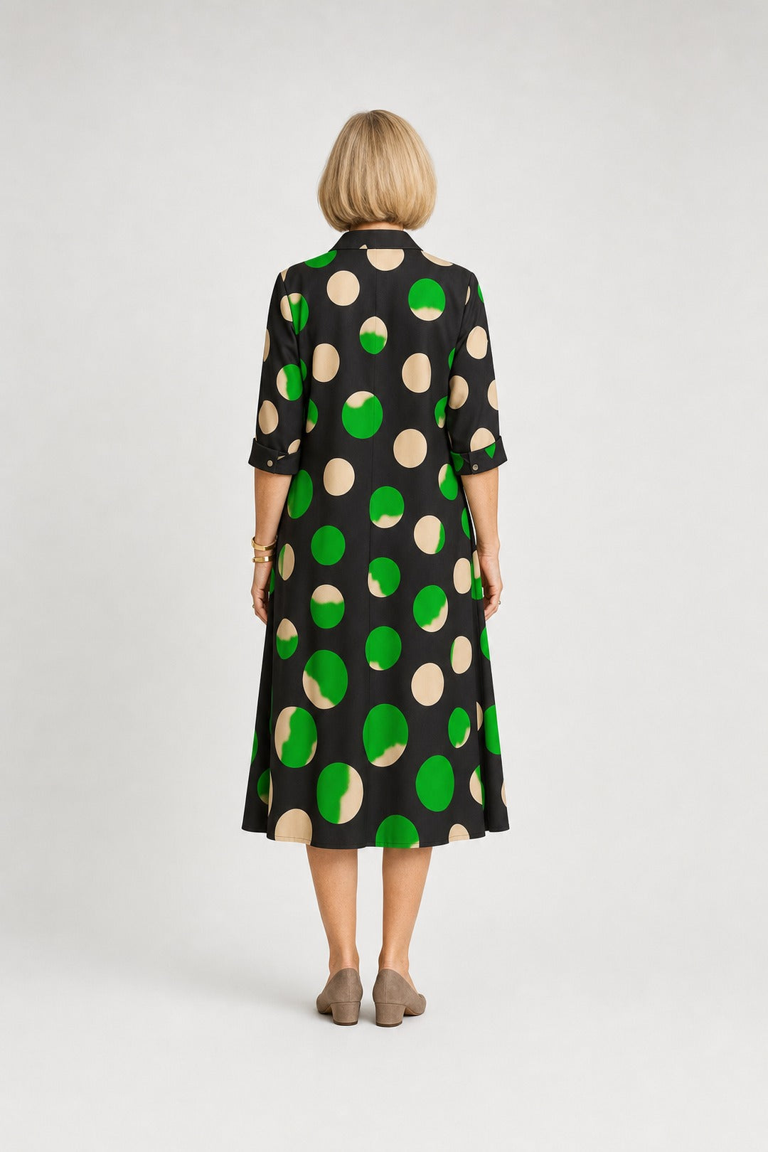 Naire | Relaxed Midi Dress – Black and Green (back)