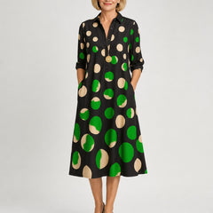 Naire | Relaxed Midi Dress – Black and Green (front)