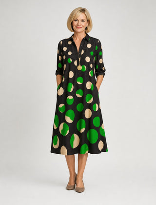Naire | Relaxed Midi Dress – Black and Green (front)