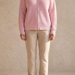 Felicity | Striped Zip Cardigan – Pink