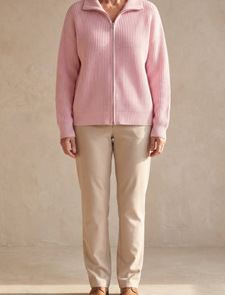 Felicity | Striped Zip Cardigan – Pink
