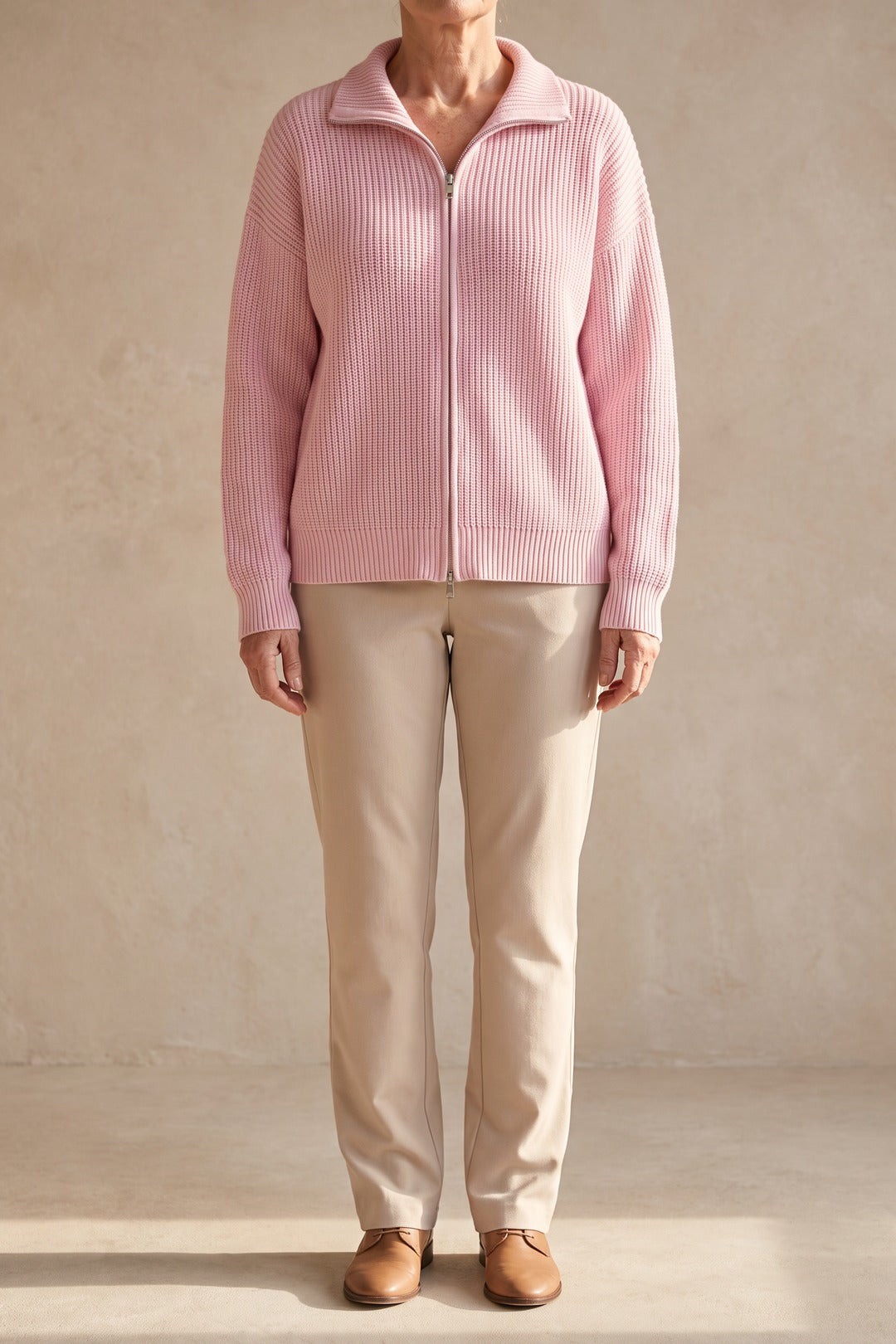 Felicity | Striped Zip Cardigan – Pink