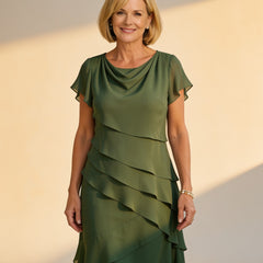 Carol | Tiered Midi Dress – Green