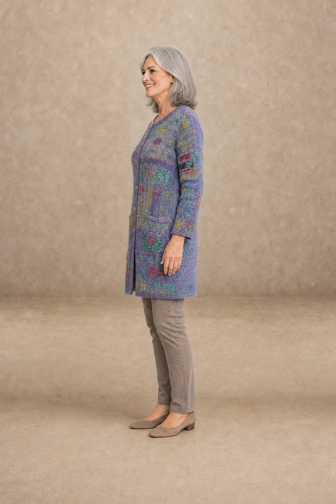 Patchouli | Artistic Button Cardigan – Purple (side)