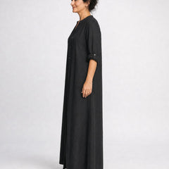 Willow | Button-Down Maxi Dress – Black (side)