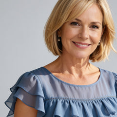 Carol | Tiered Chiffon Midi Dress – Blue (detail)