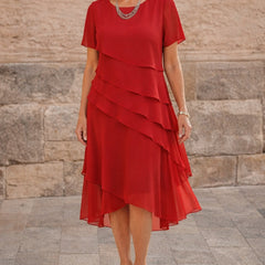 Carol | Tiered Midi Dress – Red