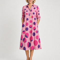 Naire | Relaxed Midi Dress – Pink and Purple