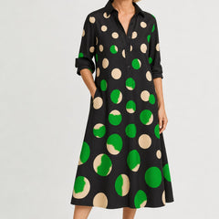 Naire | Relaxed Midi Dress – Black and Green (detail)