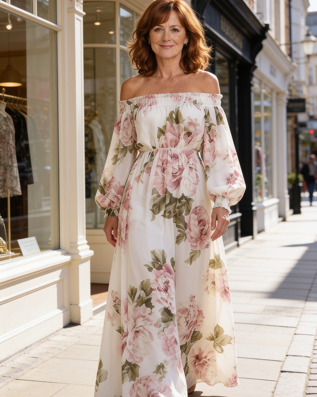 Camille | Off-Shoulder Floral Maxi Dress – lifestyle 1