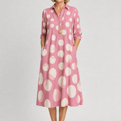 Naire | Relaxed Midi Dress – Pink and White