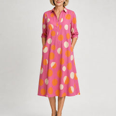 Naire | Relaxed Midi Dress – Pink and Orange