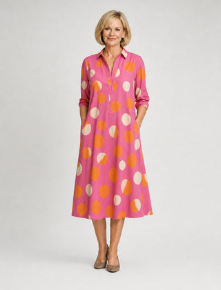 Naire | Relaxed Midi Dress – Pink and Orange