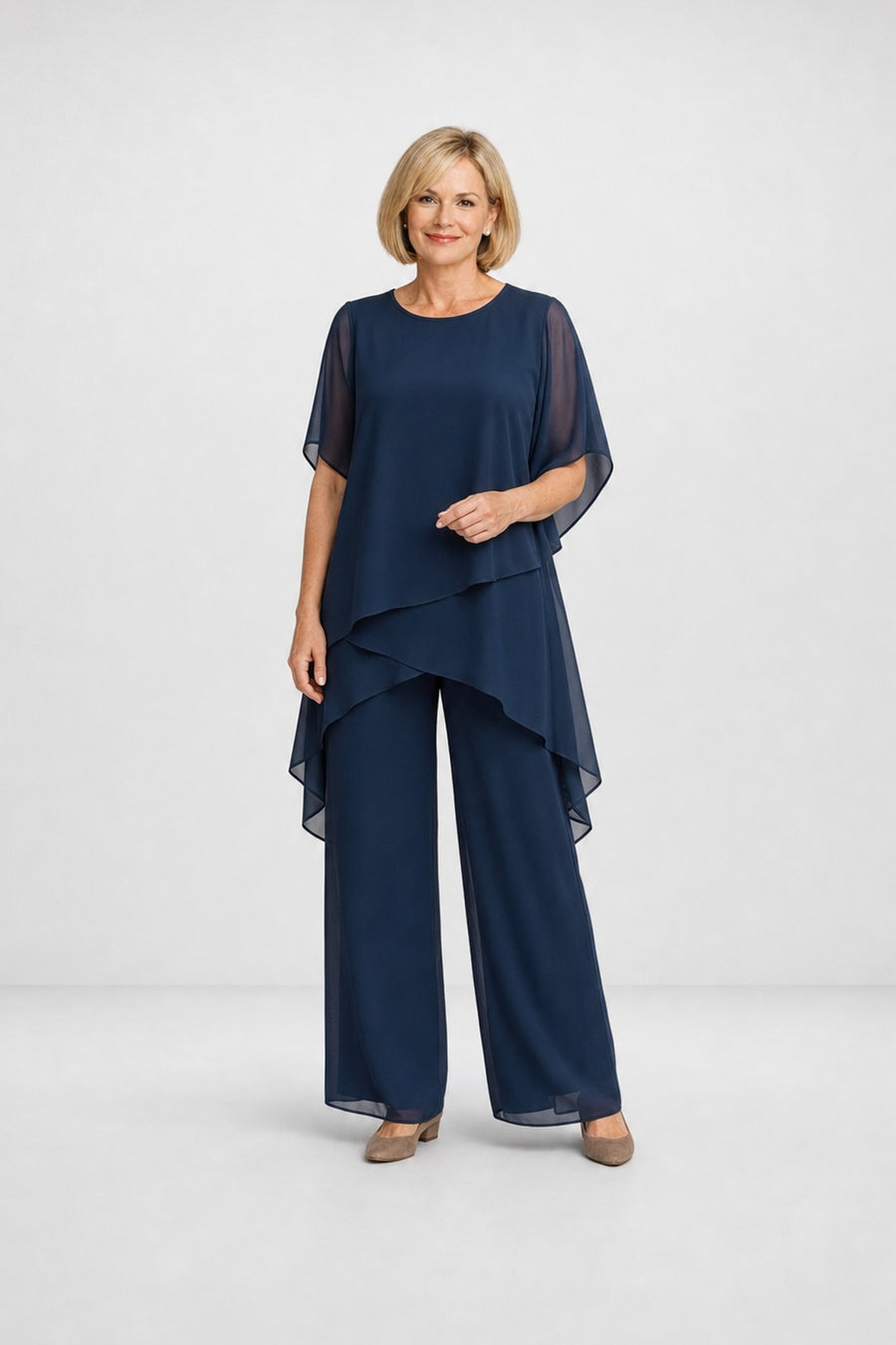 Chiara | Flowing Occasion Set – Blue (front)