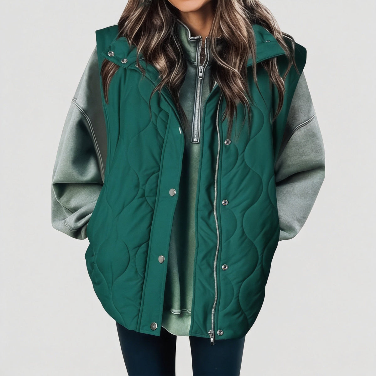 Women’s Quilted Puffer Gilet with Zip and Press-Stud Fastening